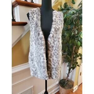 Democracy Long Vest Faux Fur Rare Color Animal Print Small Size WPocket